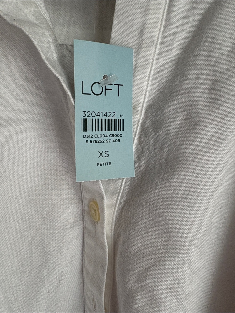 LOFT White Short-Sleeve Popover Button-Down Shirt - Picture 6 of 6
